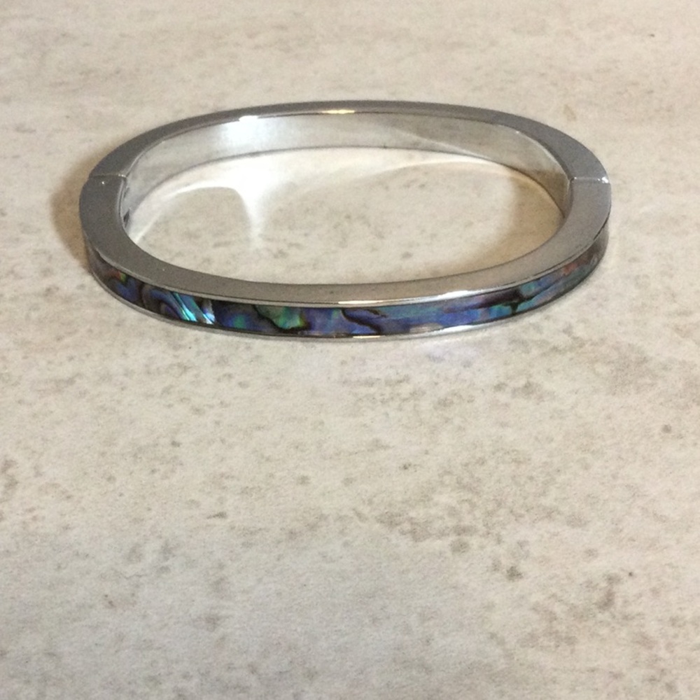 Abalone Silver Bangle Bracelet - image 5